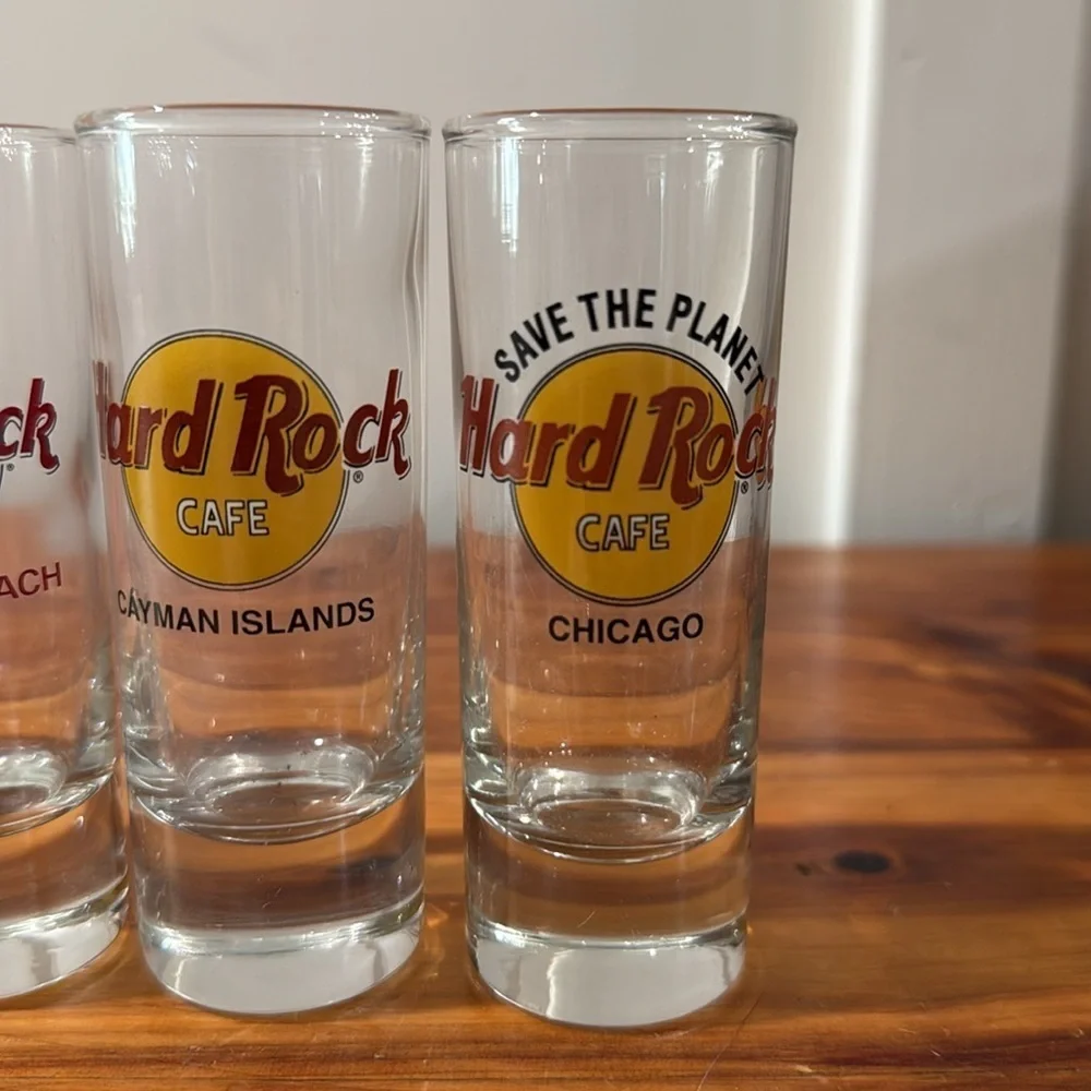 Set of 7 Hard Rock Cafe Collectors Tall Shot Glasses